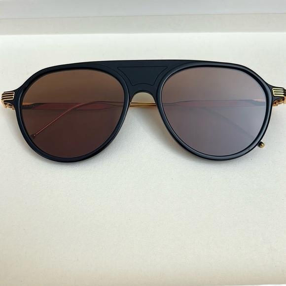 NIB THOM BROWNE TB-809 Aviator Sunglasses in Navy/Gold 55mm Made in Japan $650 - Picture 5 of 12